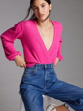 NWT Anthropologie Amadi Comfy Surplice Top - Pink (Size S)